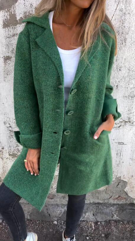 Einreihige Strickjacke im mittellangen Mantelstil