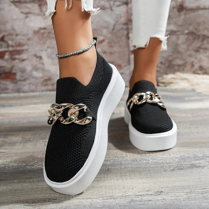 Ketten-Flachschuhe für Damen - Atmungsaktive Mesh-Schuhe