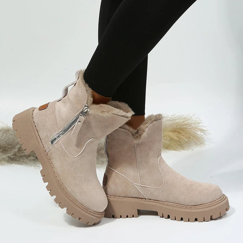 Damen Faltbare Schneestiefel mit Plüschfutter