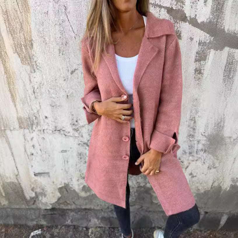 Einreihige Strickjacke im mittellangen Mantelstil