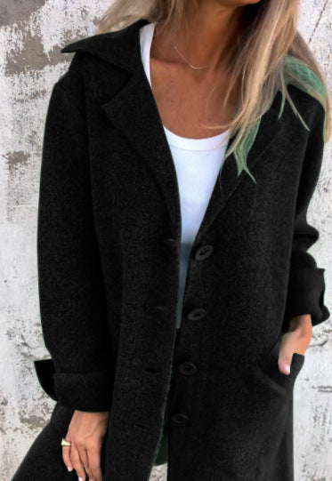 Einreihige Strickjacke im mittellangen Mantelstil