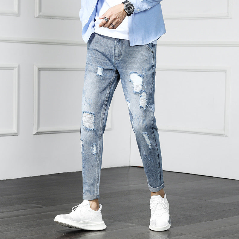 Zerrissene Cropped-Jeans-Bettlerhosen