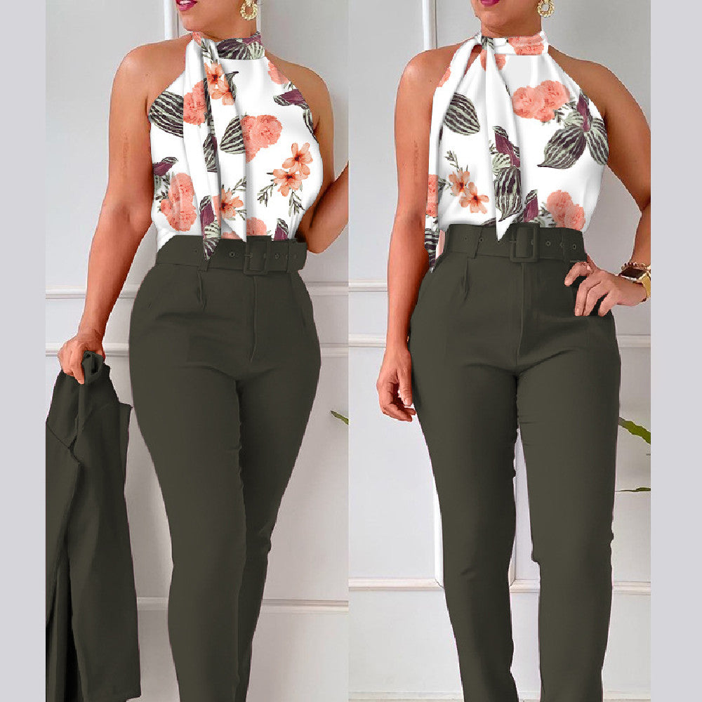 Damen-Anzug mit Blumen weste