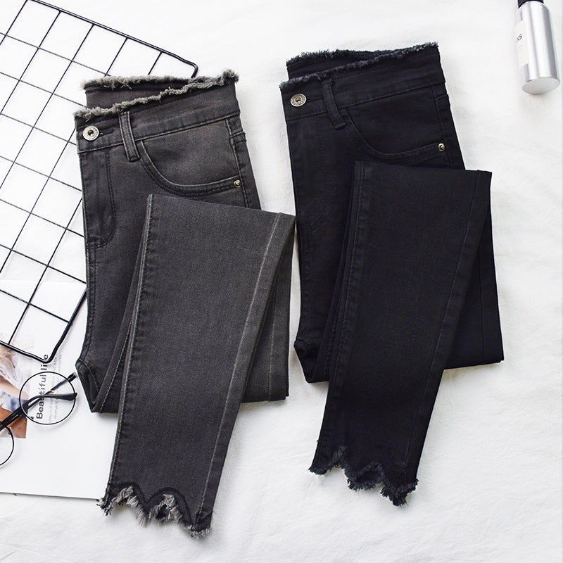 Damen High-Rise Jeans mit neun-Punkte-Länge