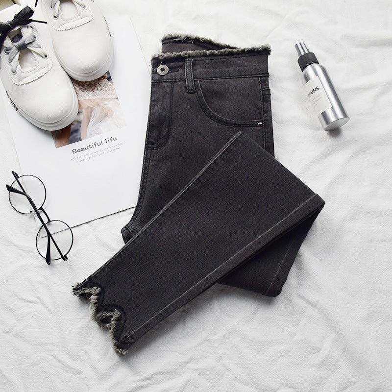 Damen High-Rise Jeans mit neun-Punkte-Länge
