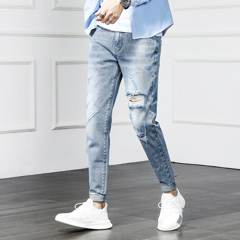 Zerrissene Cropped-Jeans-Bettlerhosen