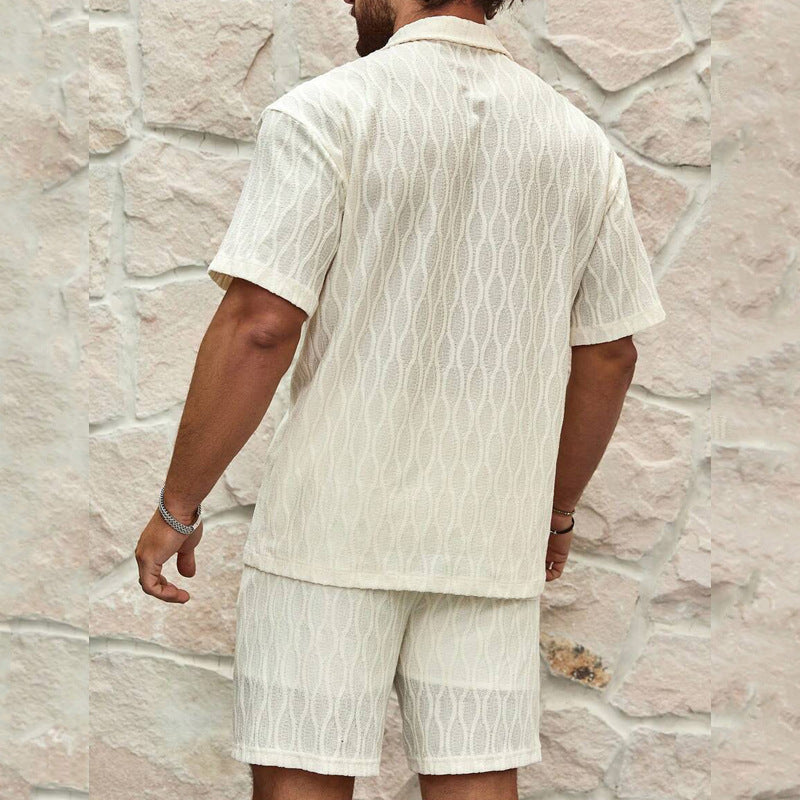 Milchweißes Set aus Baumwollmischung – Kurzarm Oberteil & Shorts