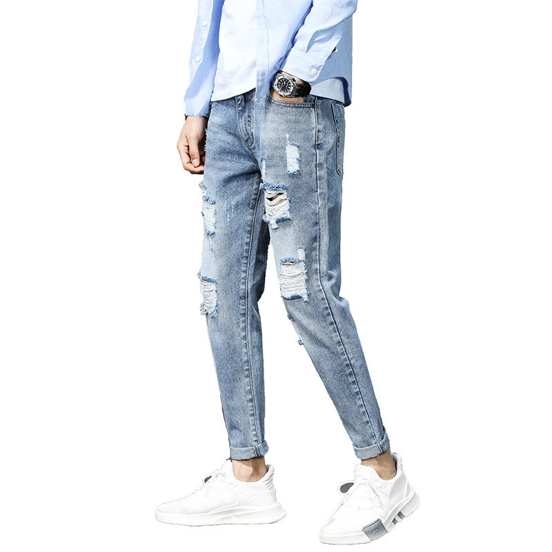 Zerrissene Cropped-Jeans-Bettlerhosen