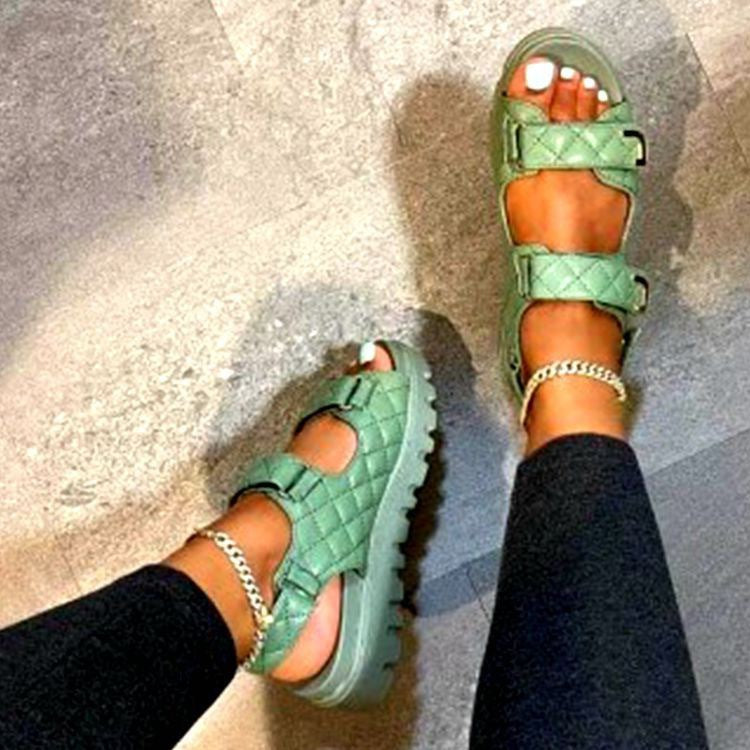 Damen Sandalen Klassischer karierte Velcro-Stil