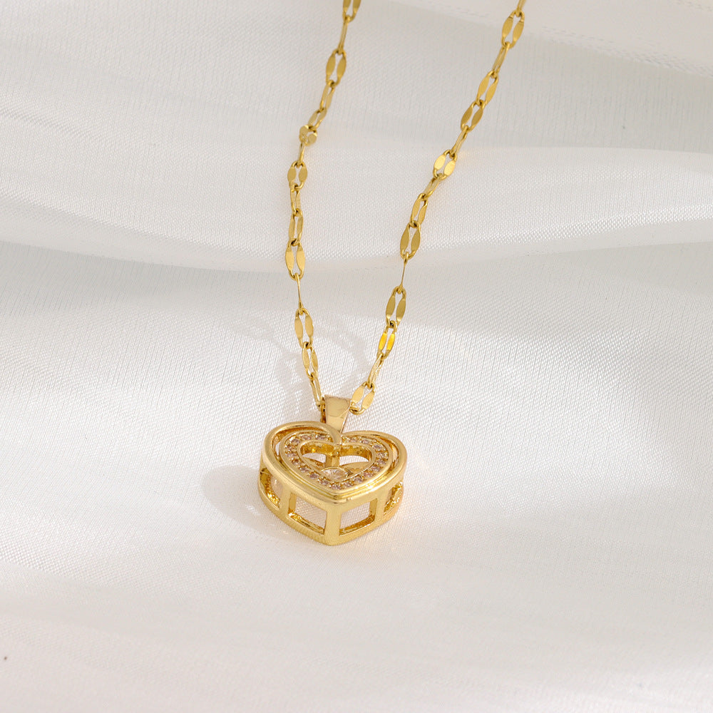 Doppellagige Love-Halskette mit Strass aus Titanstahl