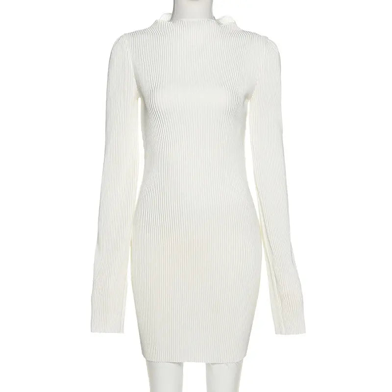 Rundhals Langarm Kleid mit schmeichelnder Passform