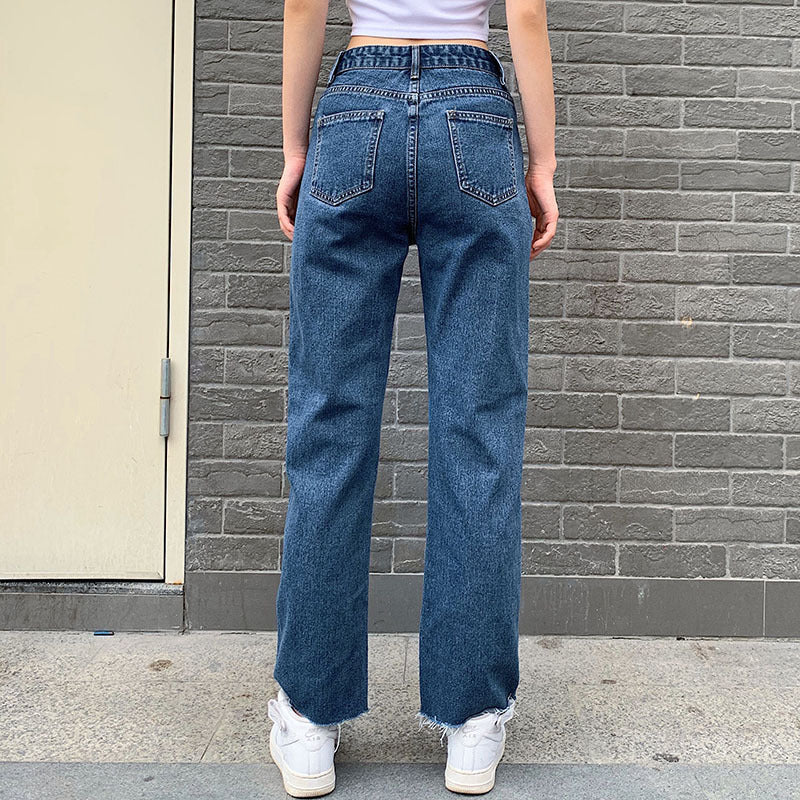 Damen Jeans mit Schmetterlingsmuster und geradem Schnitt