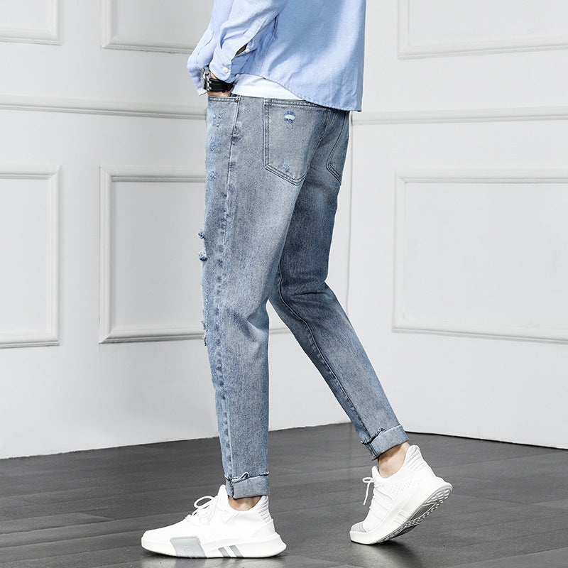 Zerrissene Cropped-Jeans-Bettlerhosen