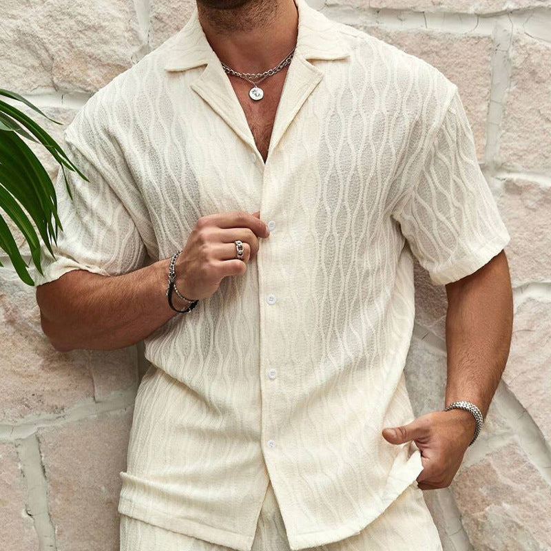 Milchweißes Set aus Baumwollmischung – Kurzarm Oberteil & Shorts