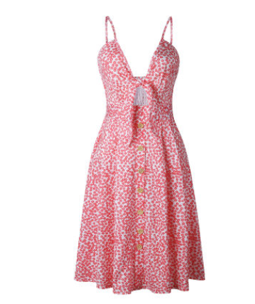 Verführerisches Bogen-Rücken-Kleid mit Knopfleiste