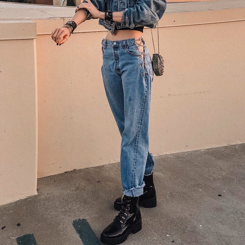 Damenjeans mit hoher Taille