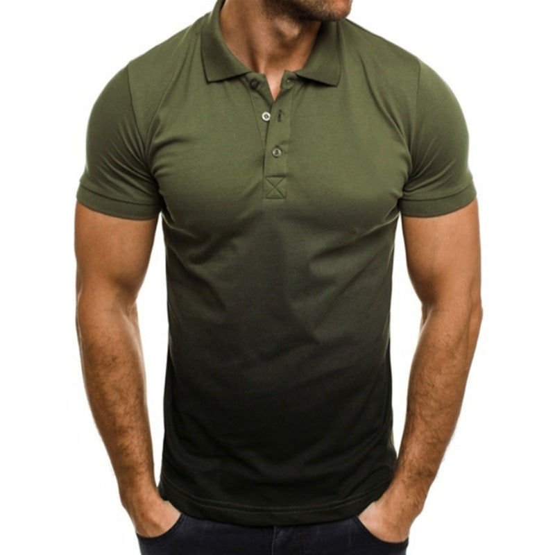 Herren Slim-fit Gradienten Druck Kurzarm Revers POLO-Shirt