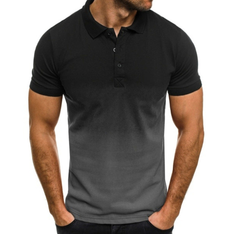 Herren Slim-fit Gradienten Druck Kurzarm Revers POLO-Shirt