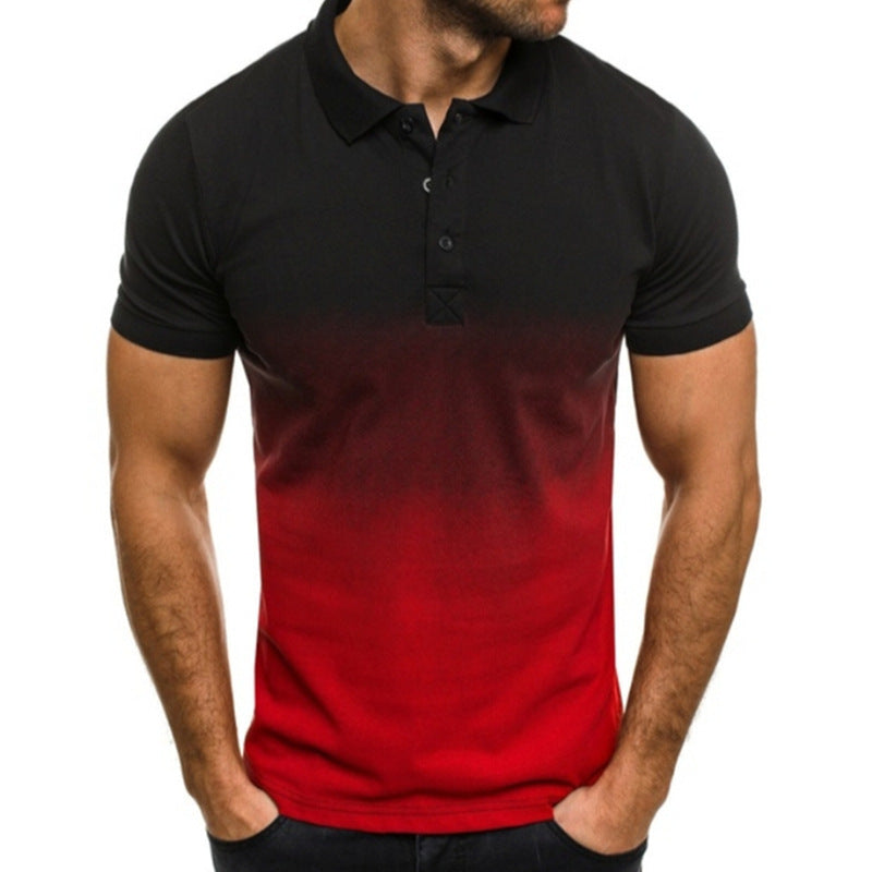 Herren Slim-fit Gradienten Druck Kurzarm Revers POLO-Shirt