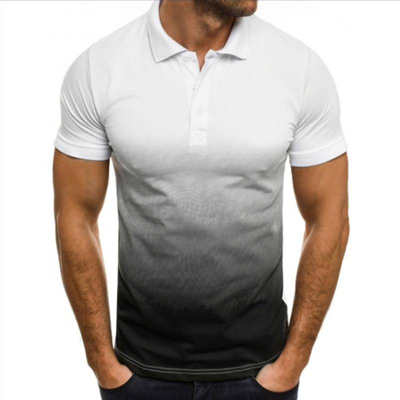 Herren Slim-fit Gradienten Druck Kurzarm Revers POLO-Shirt