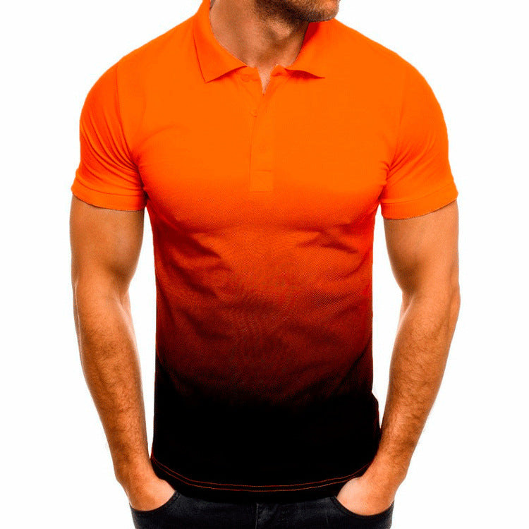 Herren Slim-fit Gradienten Druck Kurzarm Revers POLO-Shirt