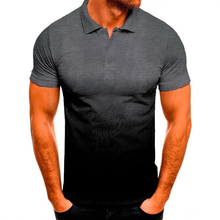 Herren Slim-fit Gradienten Druck Kurzarm Revers POLO-Shirt
