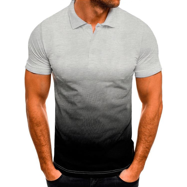 Herren Slim-fit Gradienten Druck Kurzarm Revers POLO-Shirt