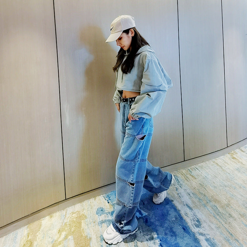 Zerrissene Jeans für Frauen mit Nischen-Design