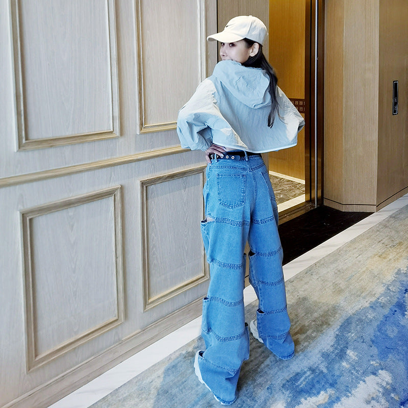 Zerrissene Jeans für Frauen mit Nischen-Design