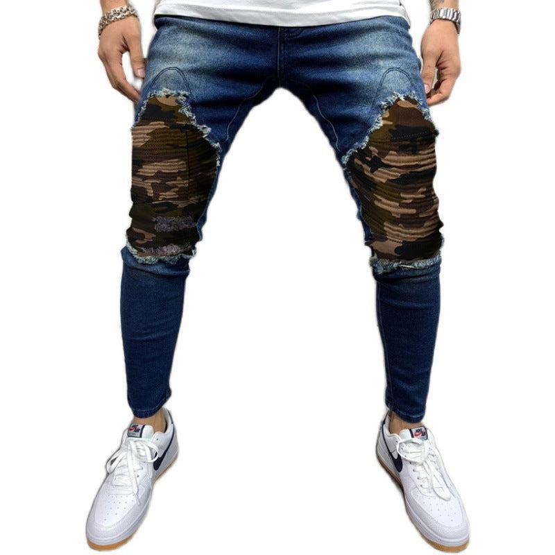 Tarnfarbene Herrenhose mit Falten Slim Fit