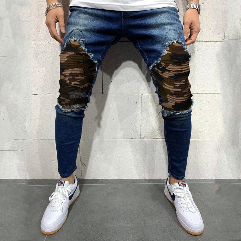 Tarnfarbene Herrenhose mit Falten Slim Fit