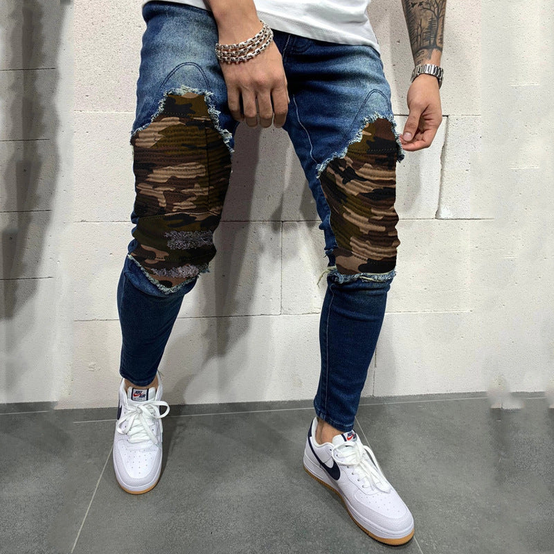 Tarnfarbene Herrenhose mit Falten Slim Fit