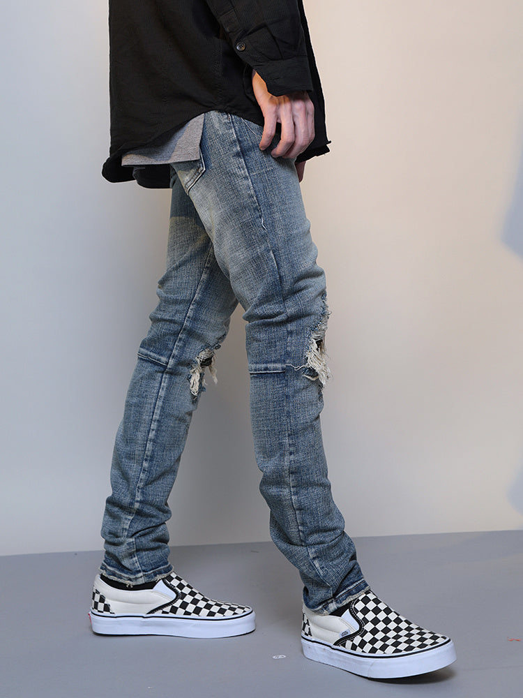 Blue Denim Ripped Jeans für Herren