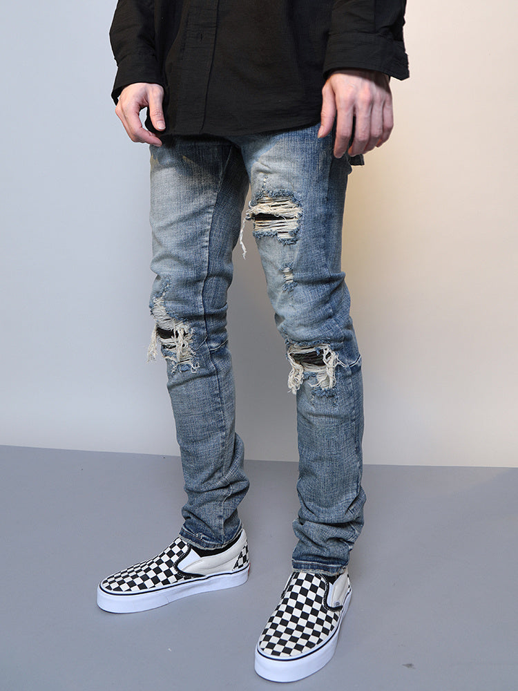 Blue Denim Ripped Jeans für Herren