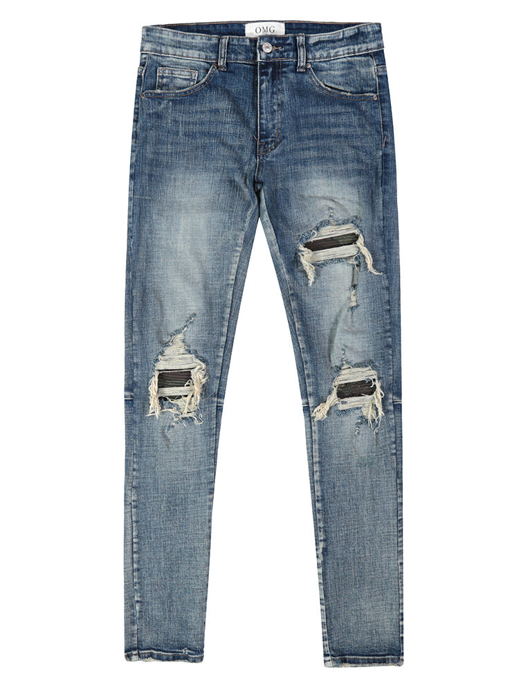 Blue Denim Ripped Jeans für Herren