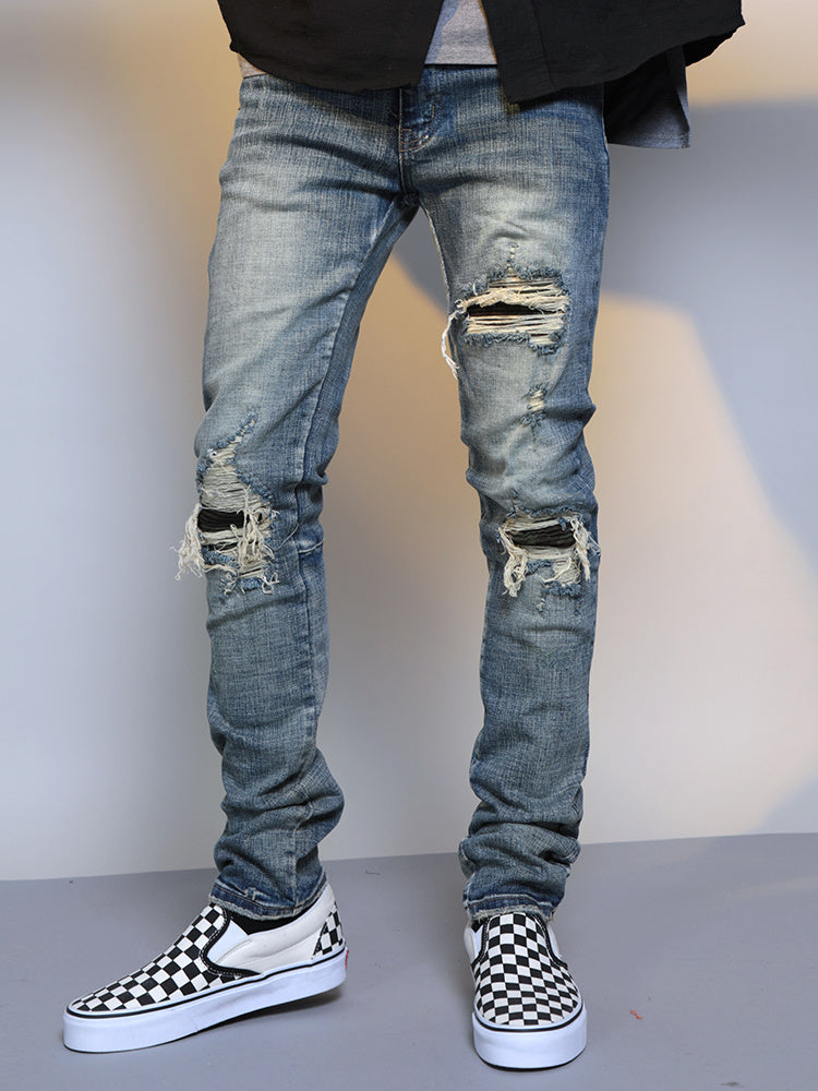 Blue Denim Ripped Jeans für Herren
