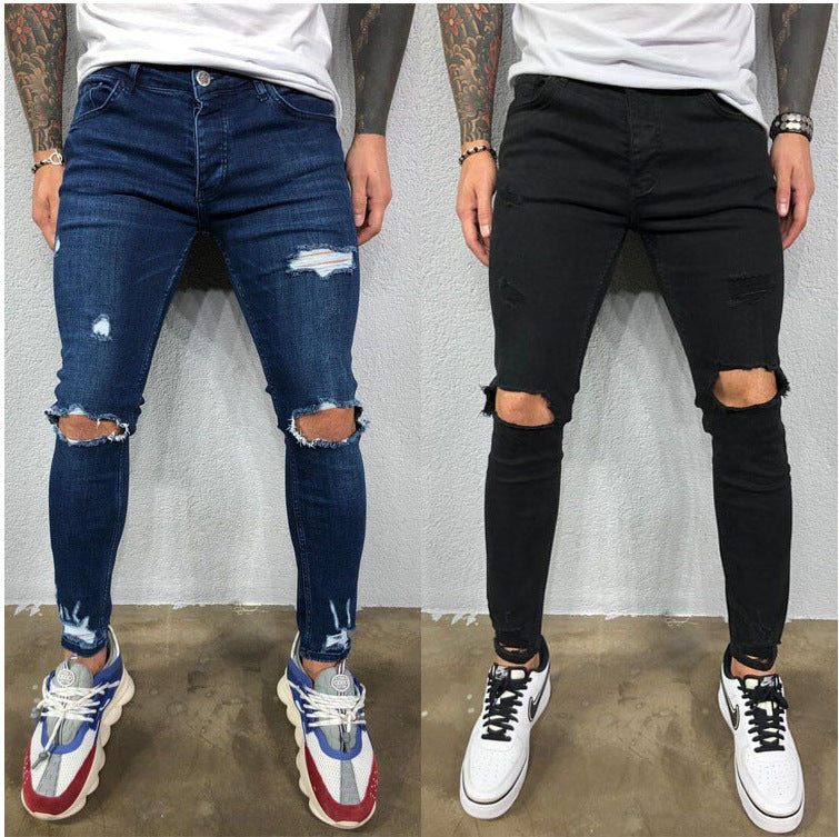 Knie Loch Ripped Stretch Jeans