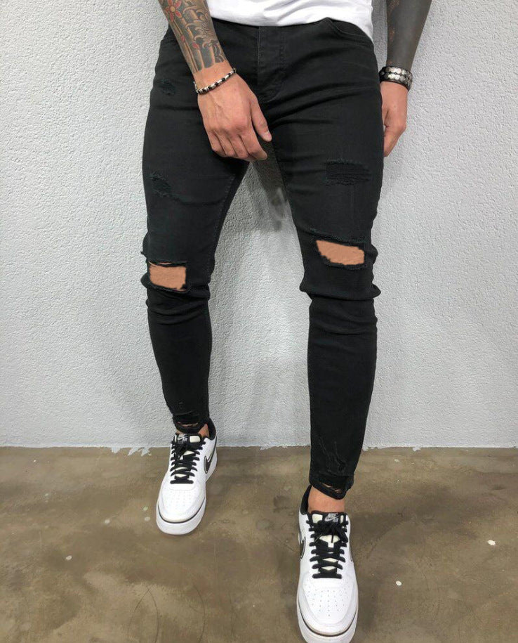 Knie Loch Ripped Stretch Jeans