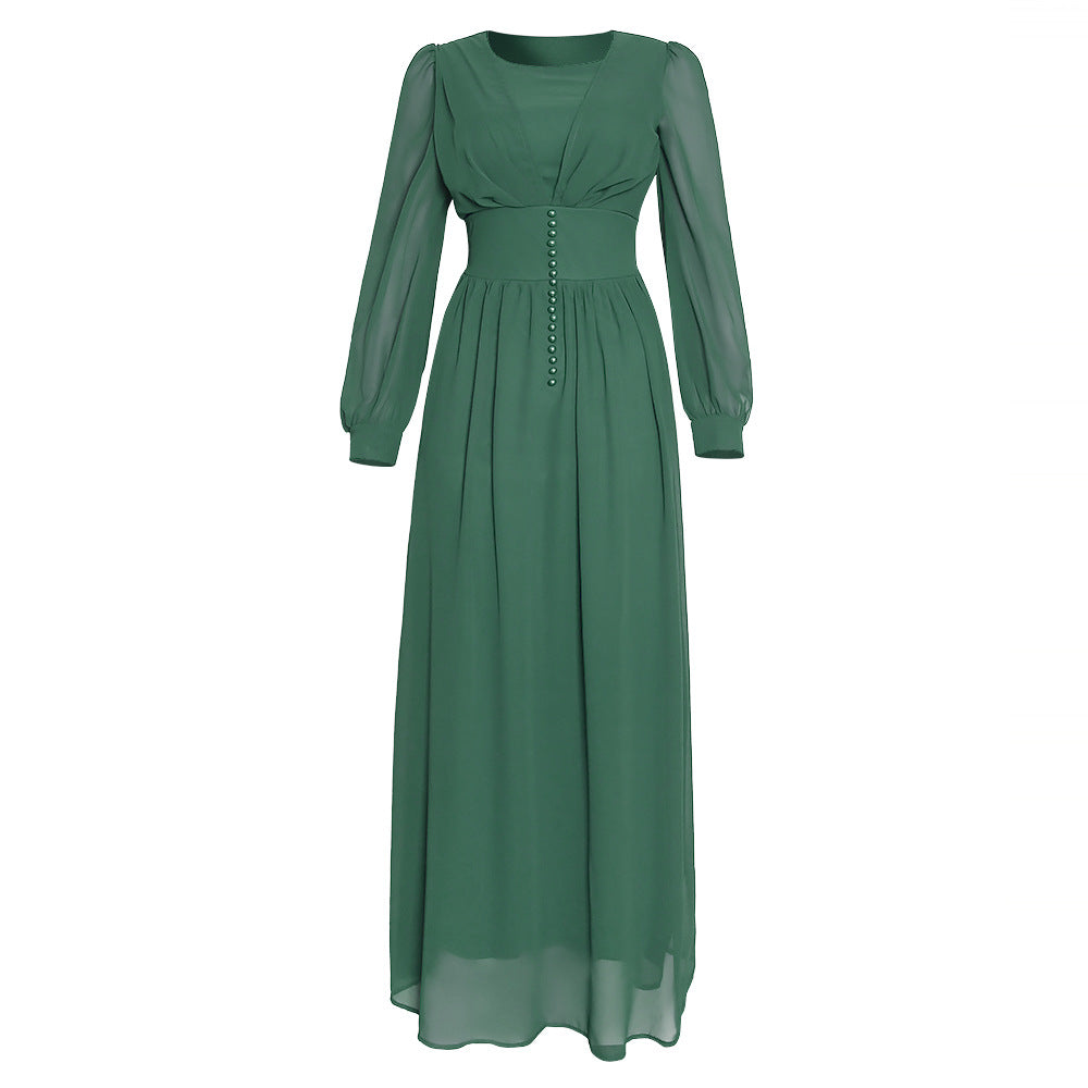 Muslimisches Damenkleid aus Chiffon mit langen Ärmeln