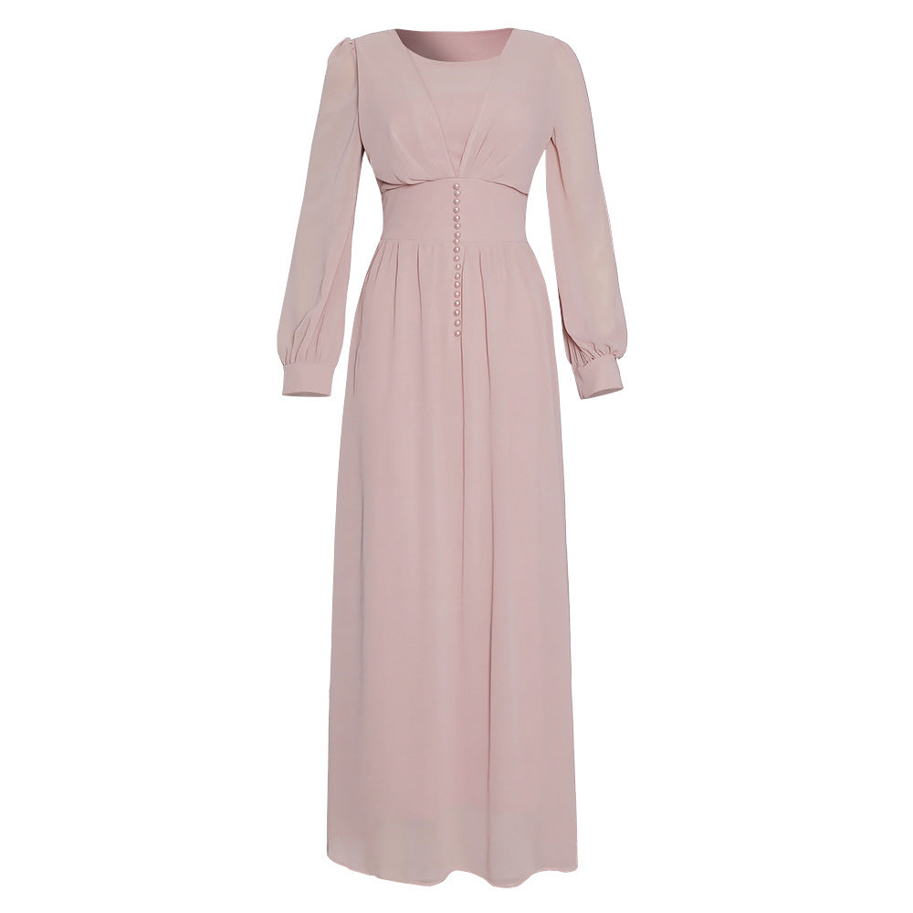 Muslimisches Damenkleid aus Chiffon mit langen Ärmeln
