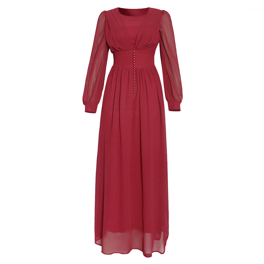 Muslimisches Damenkleid aus Chiffon mit langen Ärmeln