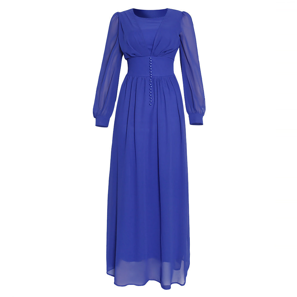 Muslimisches Damenkleid aus Chiffon mit langen Ärmeln