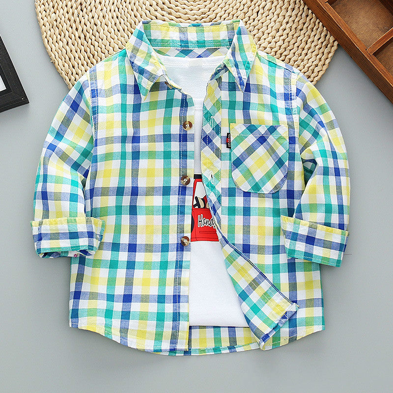 Jungen kariertes Langarmhemdjacke für den Frühling