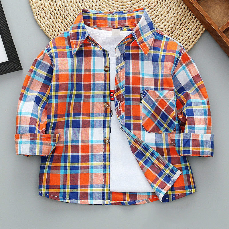 Jungen kariertes Langarmhemdjacke für den Frühling