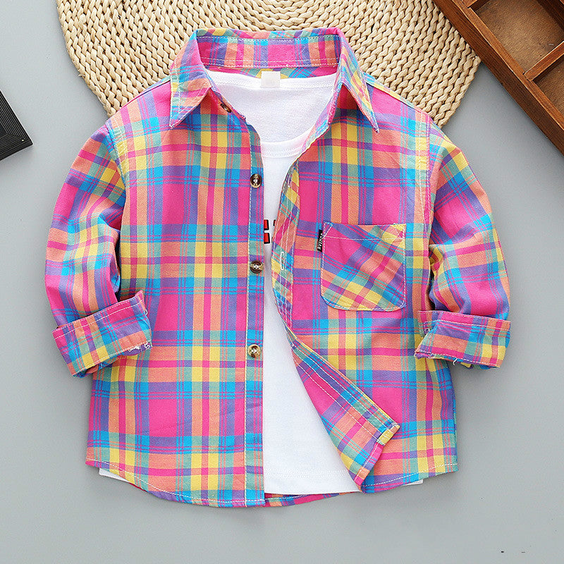 Jungen kariertes Langarmhemdjacke für den Frühling