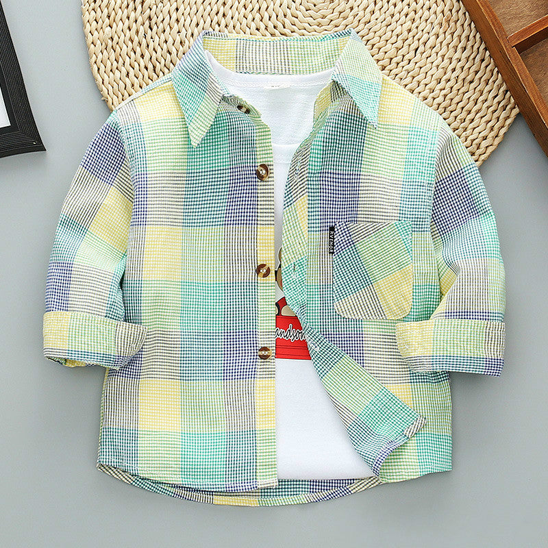 Jungen kariertes Langarmhemdjacke für den Frühling