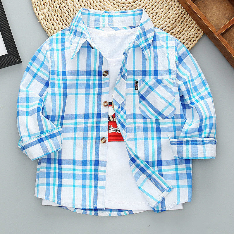 Jungen kariertes Langarmhemdjacke für den Frühling