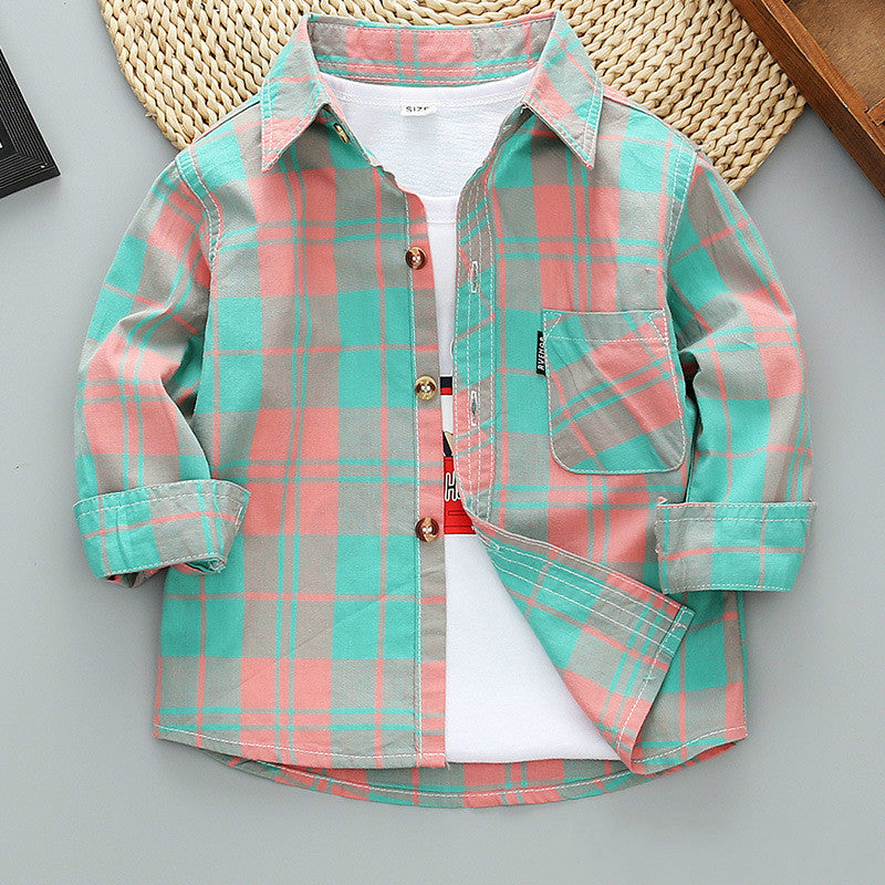 Jungen kariertes Langarmhemdjacke für den Frühling