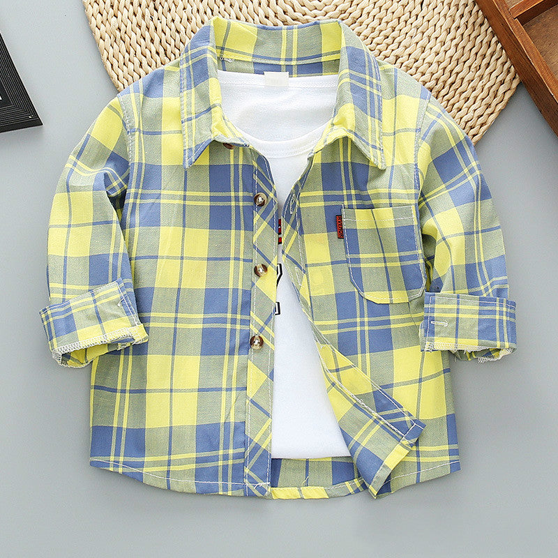 Jungen kariertes Langarmhemdjacke für den Frühling