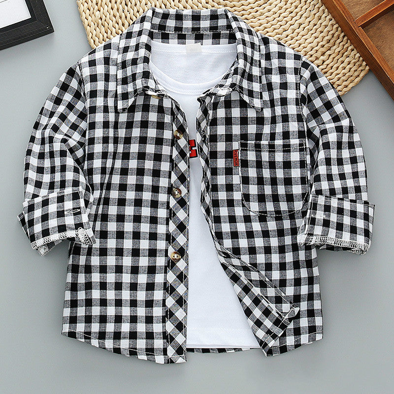 Jungen kariertes Langarmhemdjacke für den Frühling